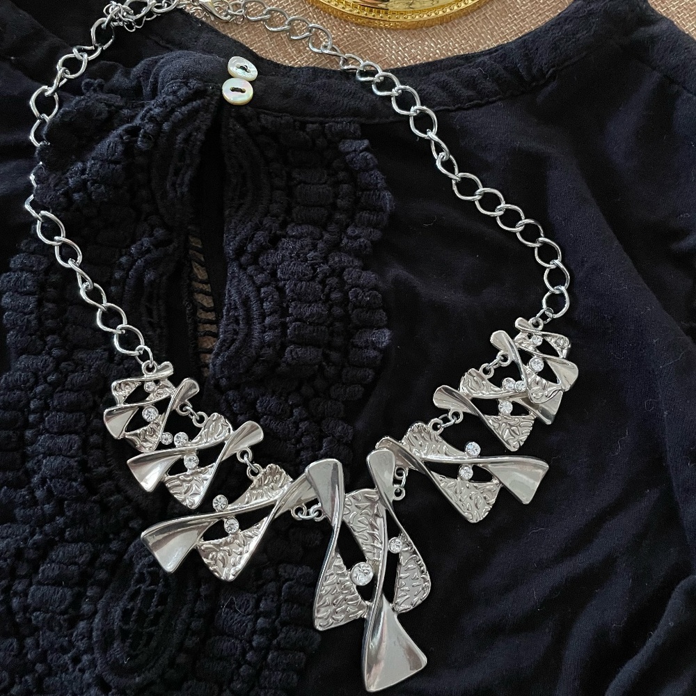 Silver Statement Necklace & Earrings